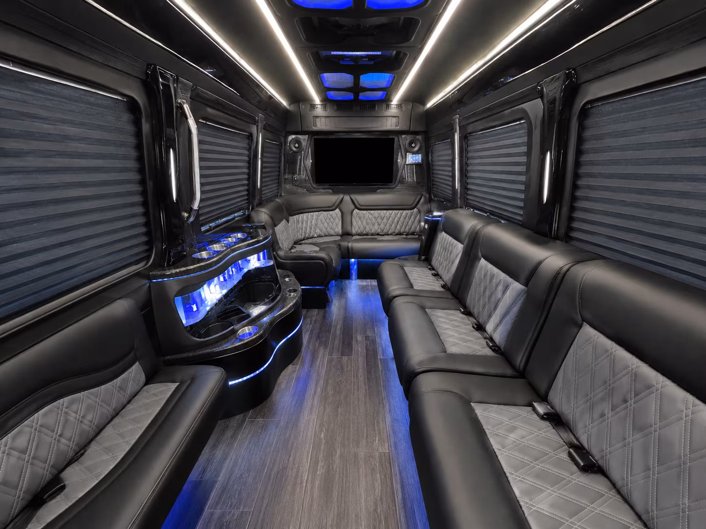 mission 15 passenger party bus inside